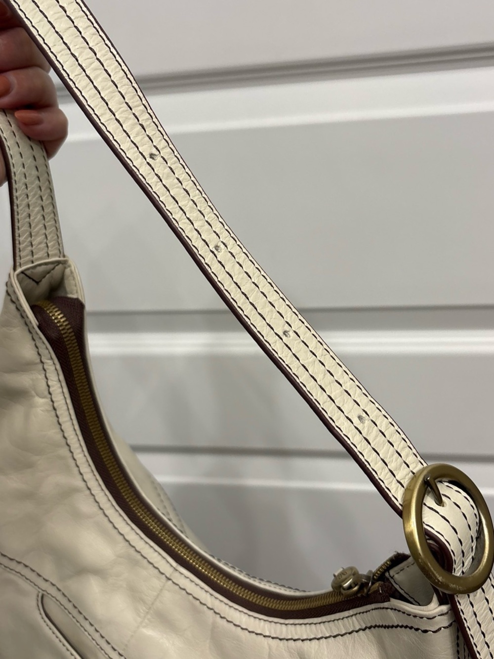 Hobo Cream Leather Hobo Shoulder Bag winter white - Picture 4 of 8